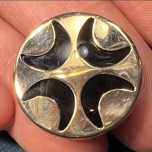 14k Yellow Gold 4 Crescent Moons Lunar Onyx Pendant - B