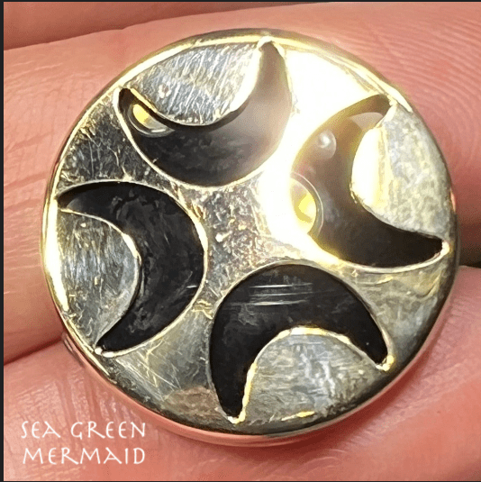14k Yellow Gold 4 Crescent Moons Lunar Onyx Pendant - B