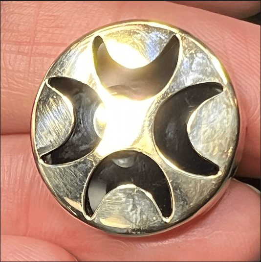 14k Yellow Gold 4 Crescent Moons Lunar Onyx Pendant - B