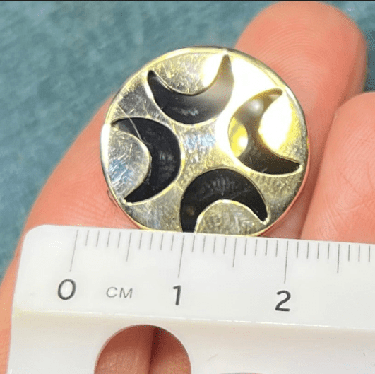 14k Yellow Gold 4 Crescent Moons Lunar Onyx Pendant - B