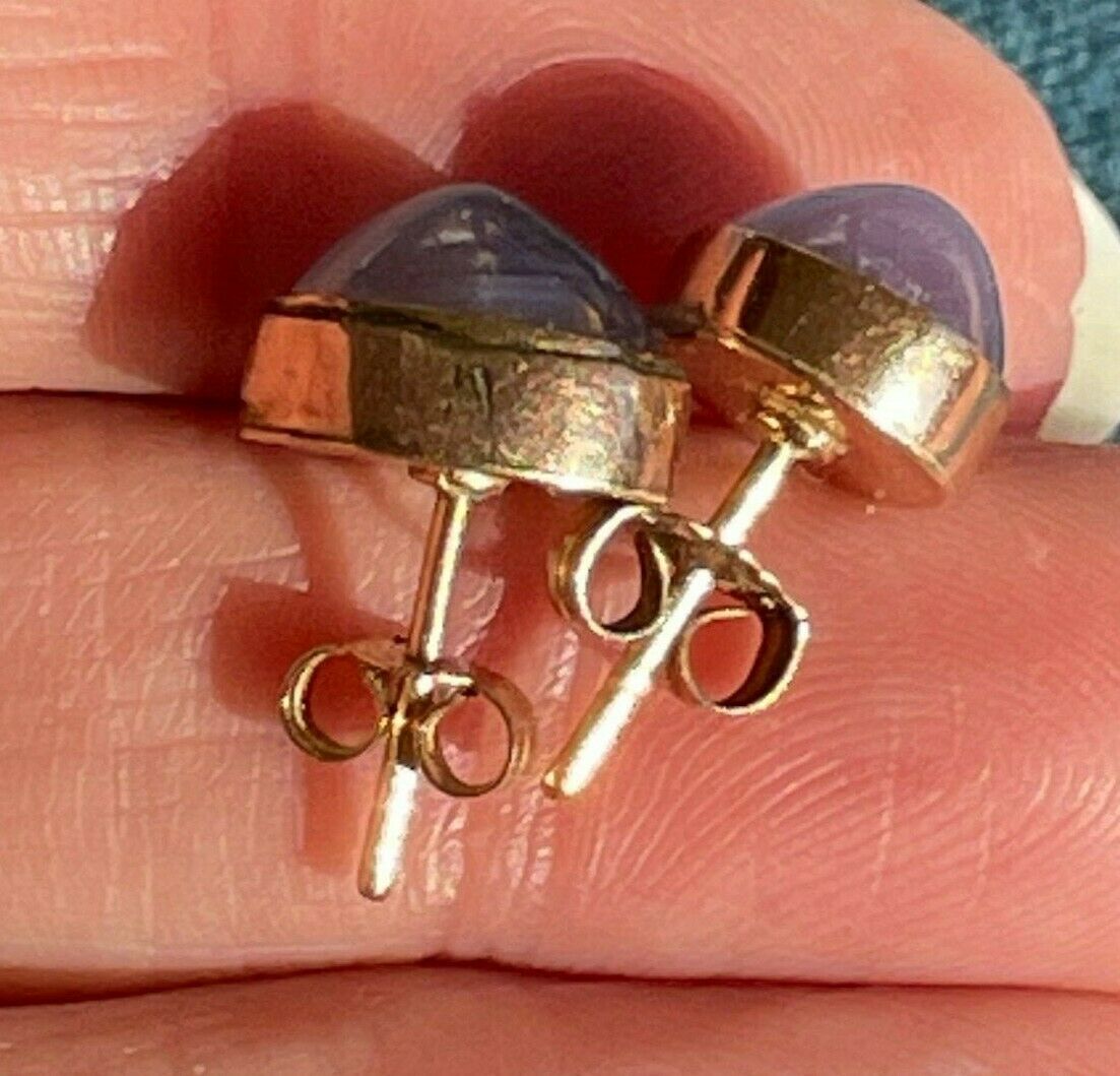 14k Yellow Gold 6.0 TCW LAVENDER STAR SAPPHIRE Earrings**VIDEO**_b280_20
