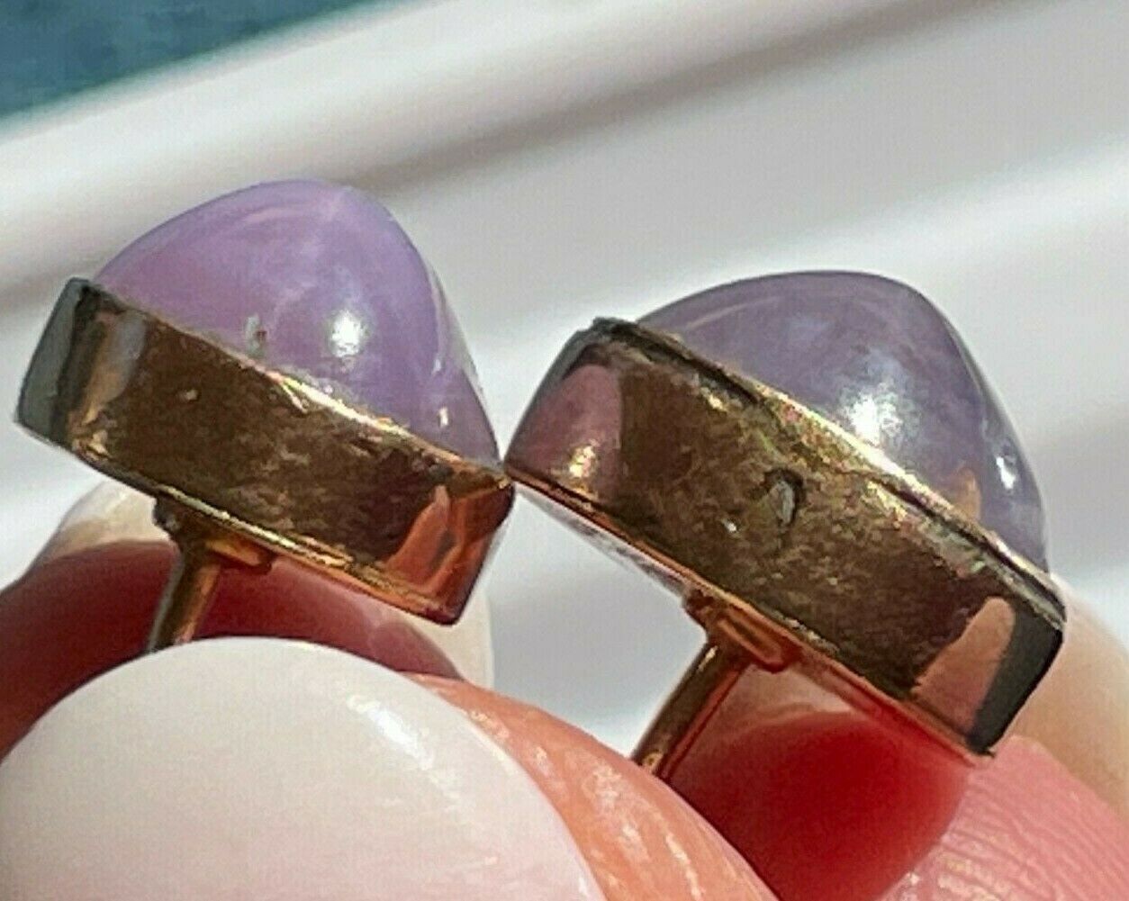 14k Yellow Gold 6.0 TCW LAVENDER STAR SAPPHIRE Earrings**VIDEO**_b280_20