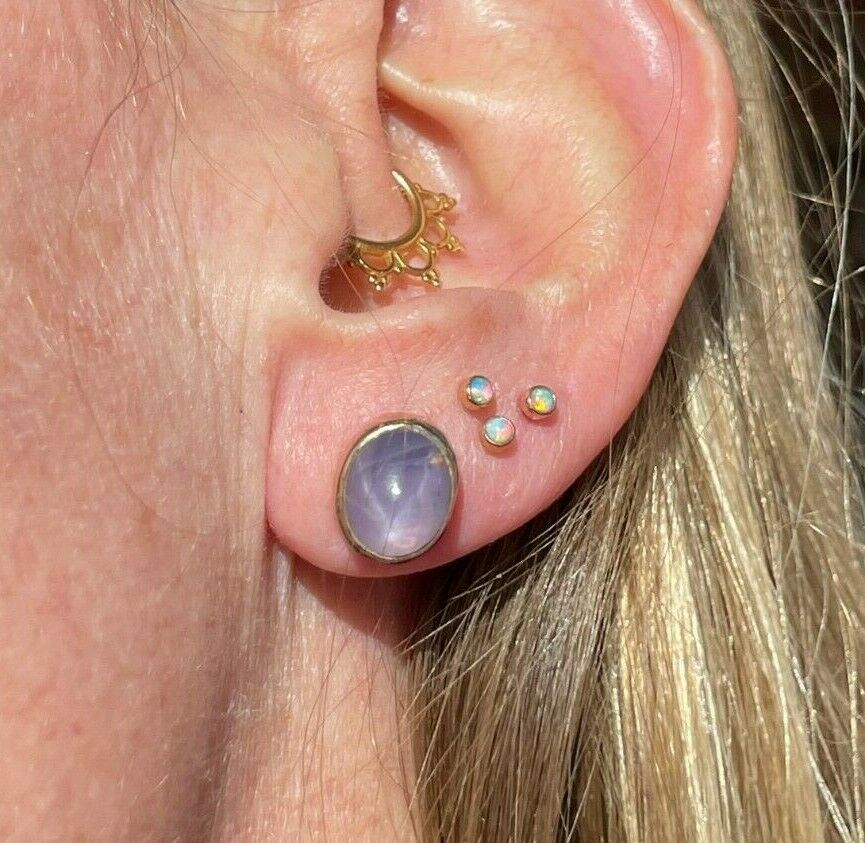 14k Yellow Gold 6.0 TCW LAVENDER STAR SAPPHIRE Earrings**VIDEO**_b280_20