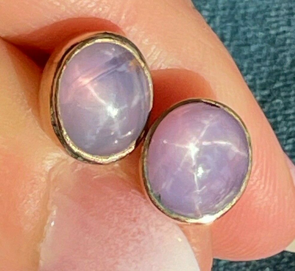 14k Yellow Gold 6.0 TCW LAVENDER STAR SAPPHIRE Earrings**VIDEO**_b280_20