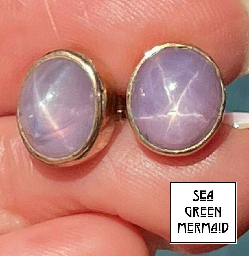 14k Yellow Gold 6.0 TCW LAVENDER STAR SAPPHIRE Earrings**VIDEO**_b280_20