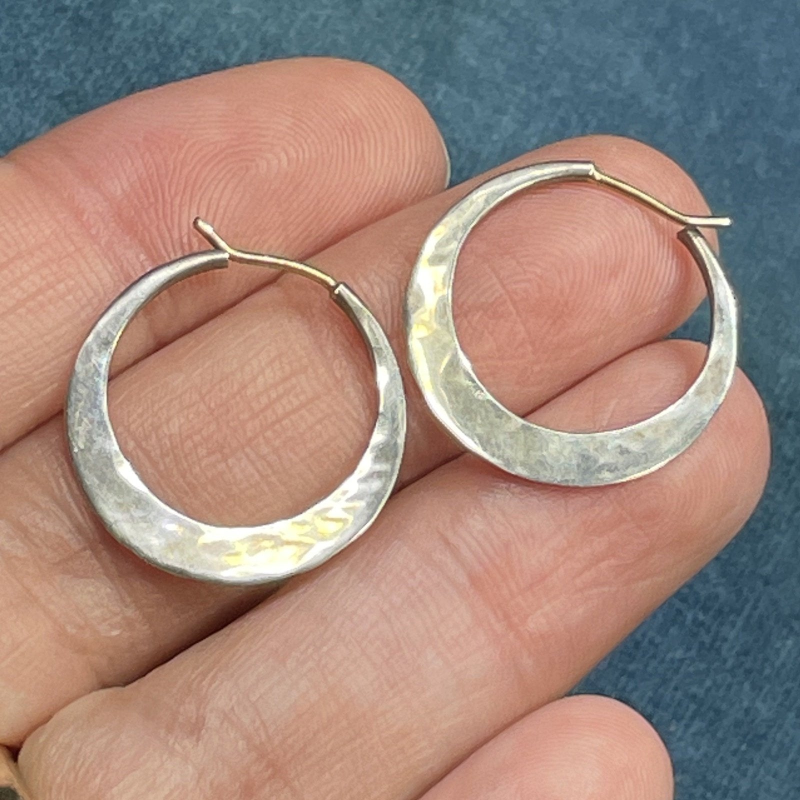 Ed Levin 14kt Gold Hand Hammered Hoop Earrings