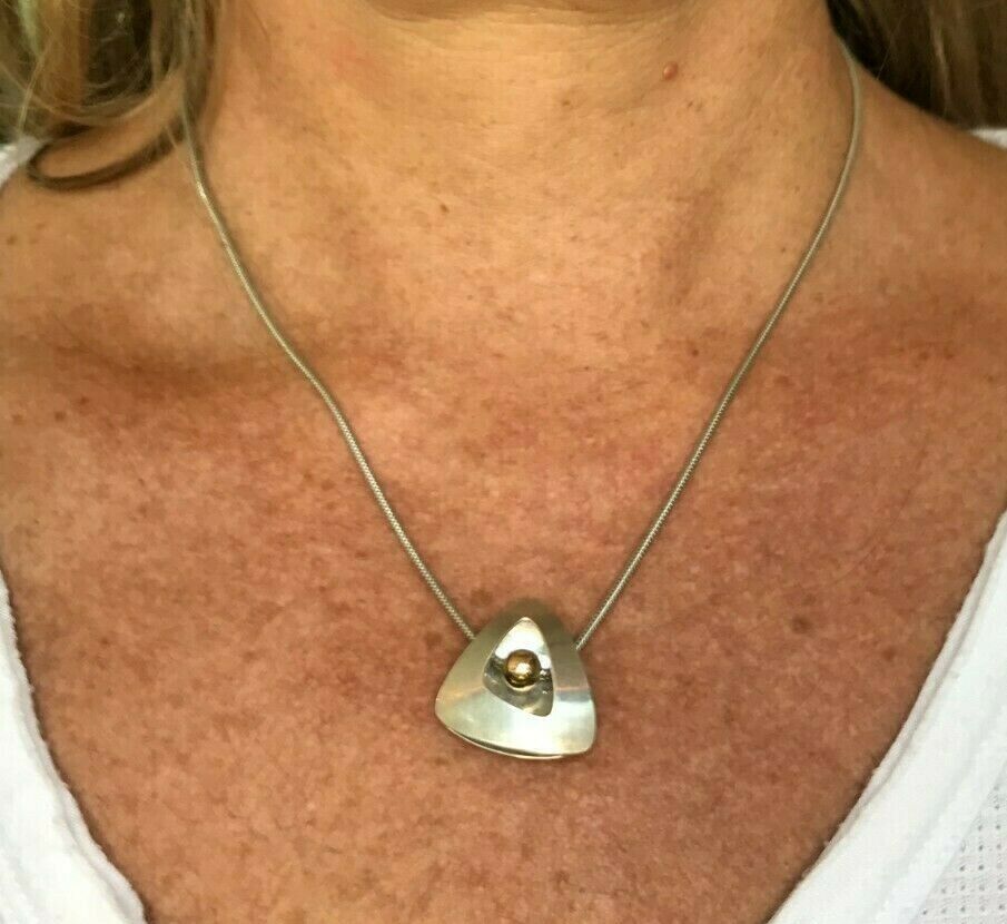 14k Yellow Gold 925 ED LEVIN Pendant Chain Necklace. 10g Sea Green Mermaid