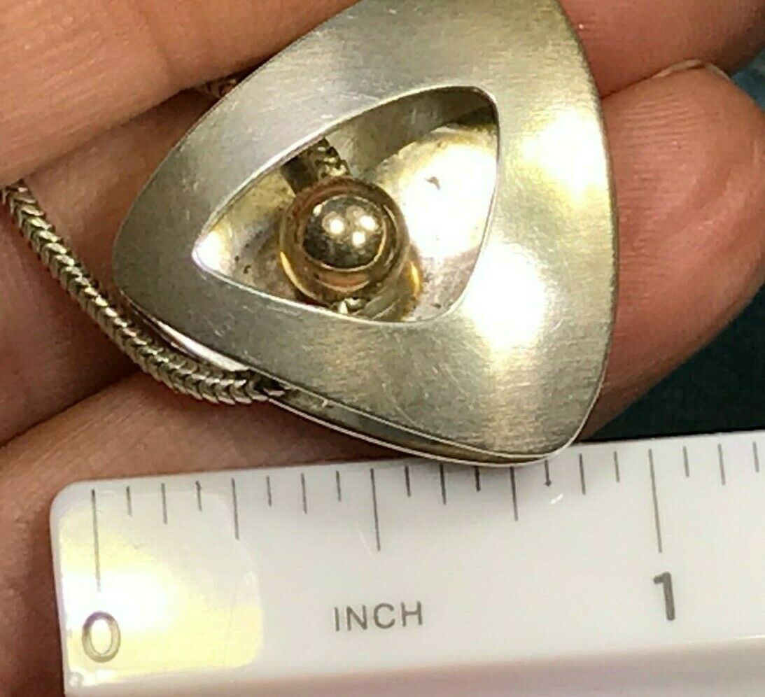 14k Yellow Gold 925 ED LEVIN Pendant Chain Necklace. 10g Sea Green Mermaid
