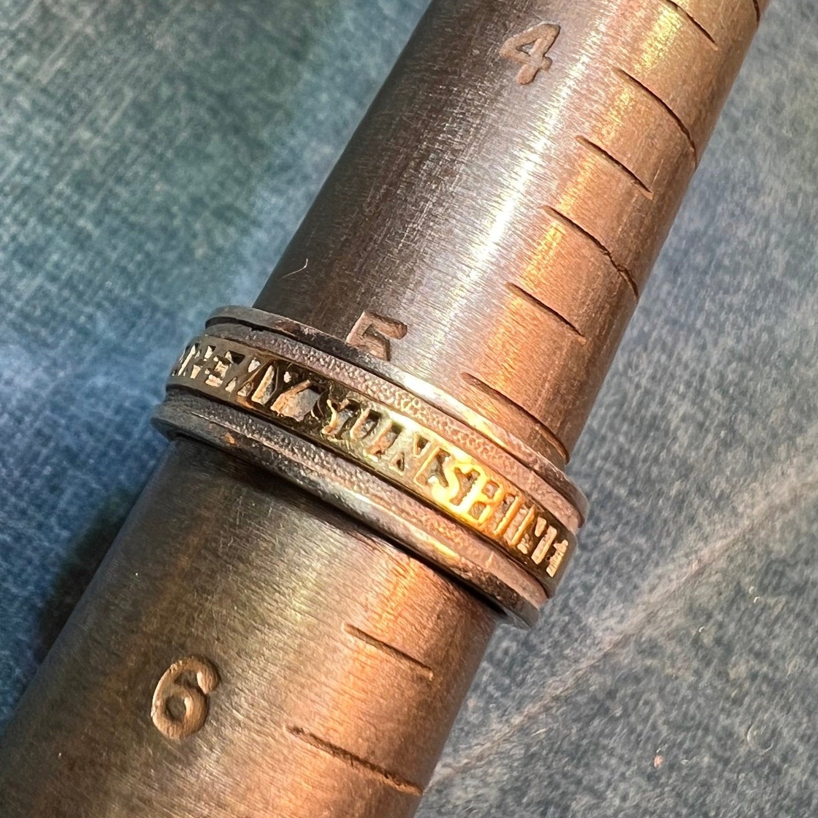 14k Yellow Gold & 925 "You Are My Sunshine" Ring. Double Band