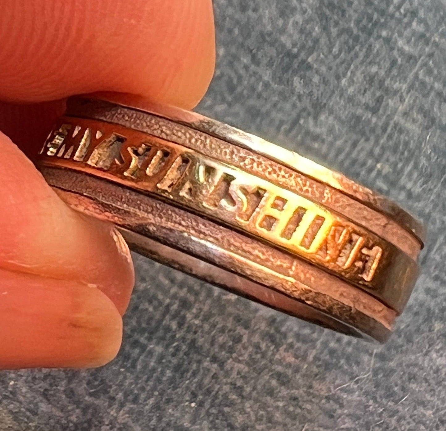 14k Yellow Gold & 925 "You Are My Sunshine" Ring. Double Band