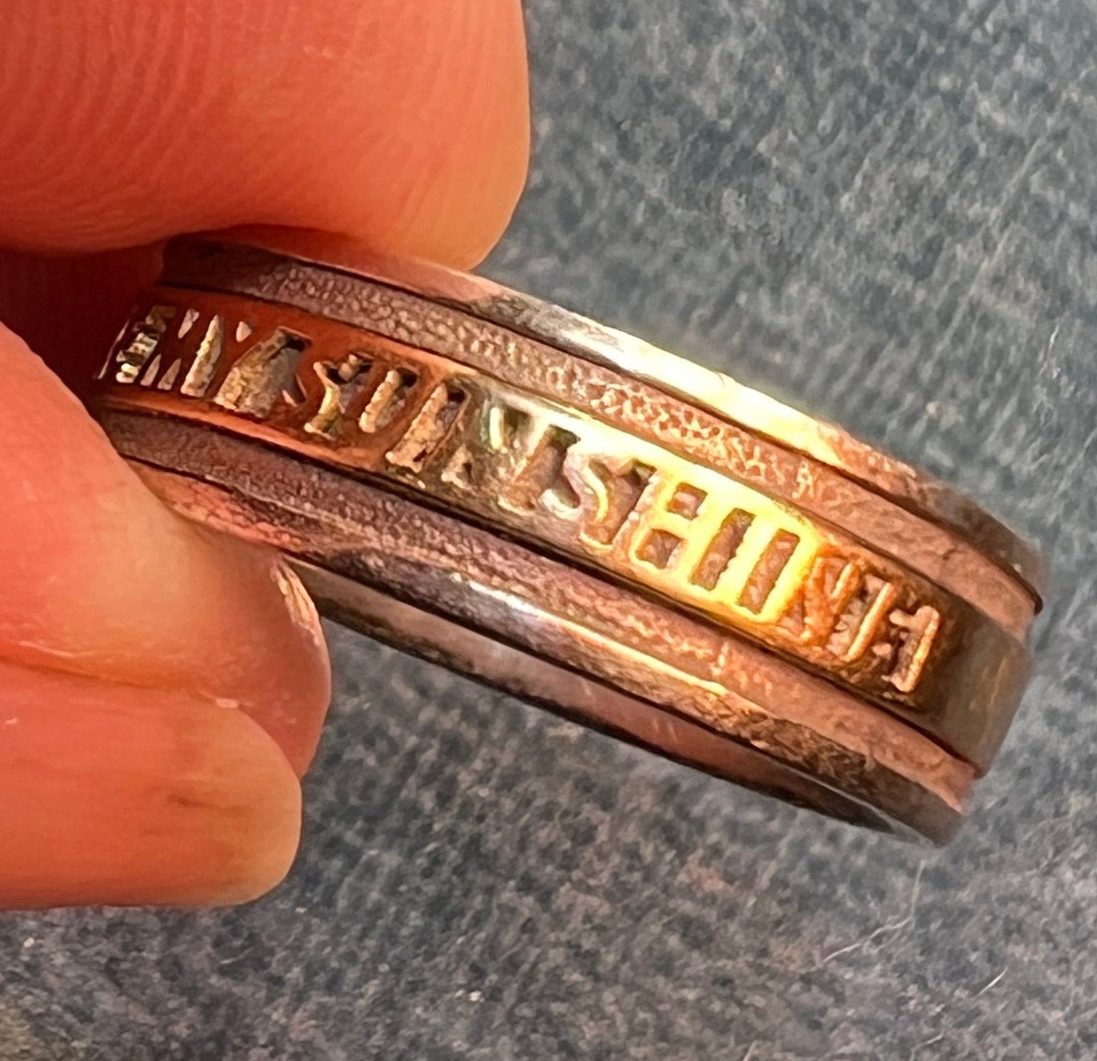 14k Yellow Gold & 925 "You Are My Sunshine" Ring. Double Band