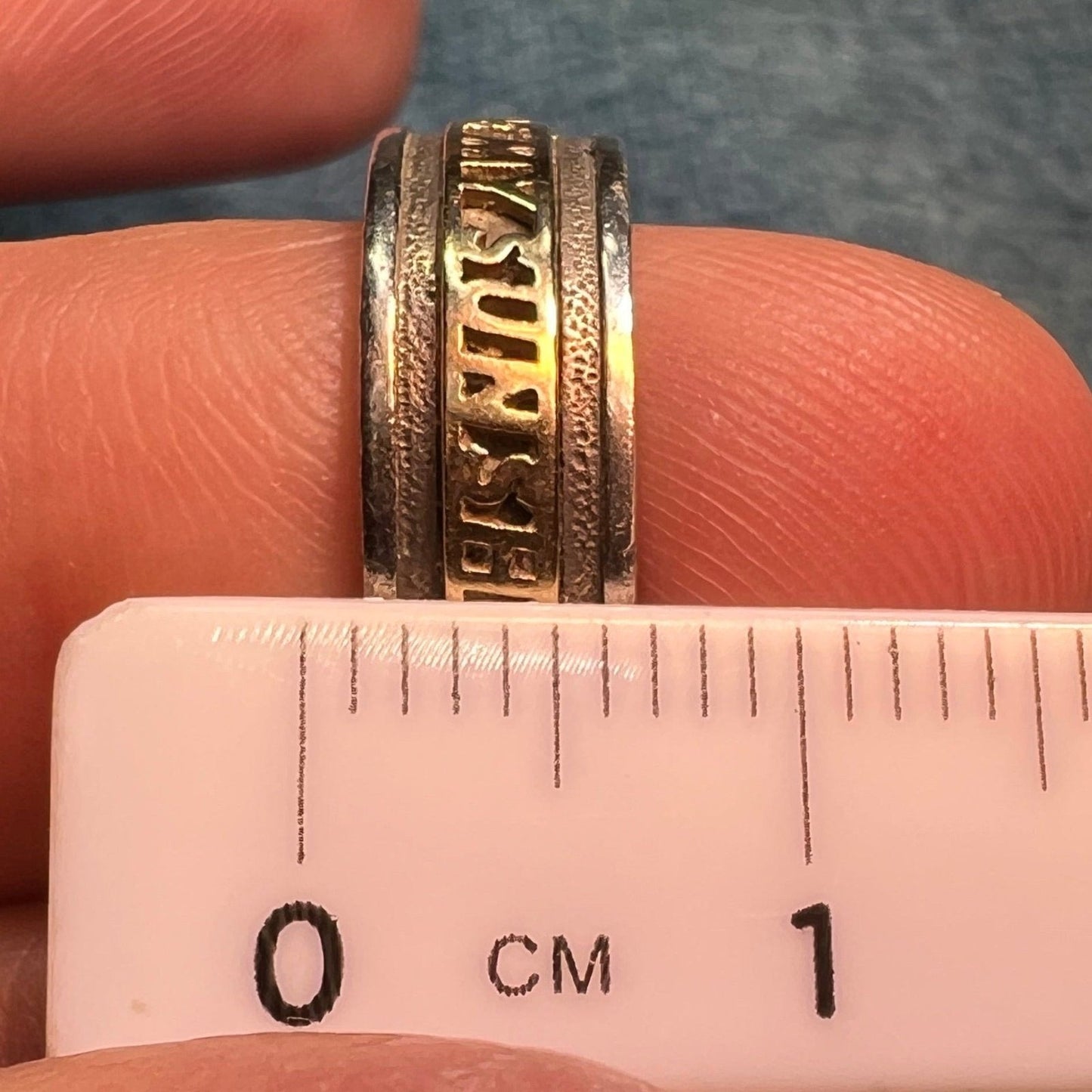 14k Yellow Gold & 925 "You Are My Sunshine" Ring. Double Band