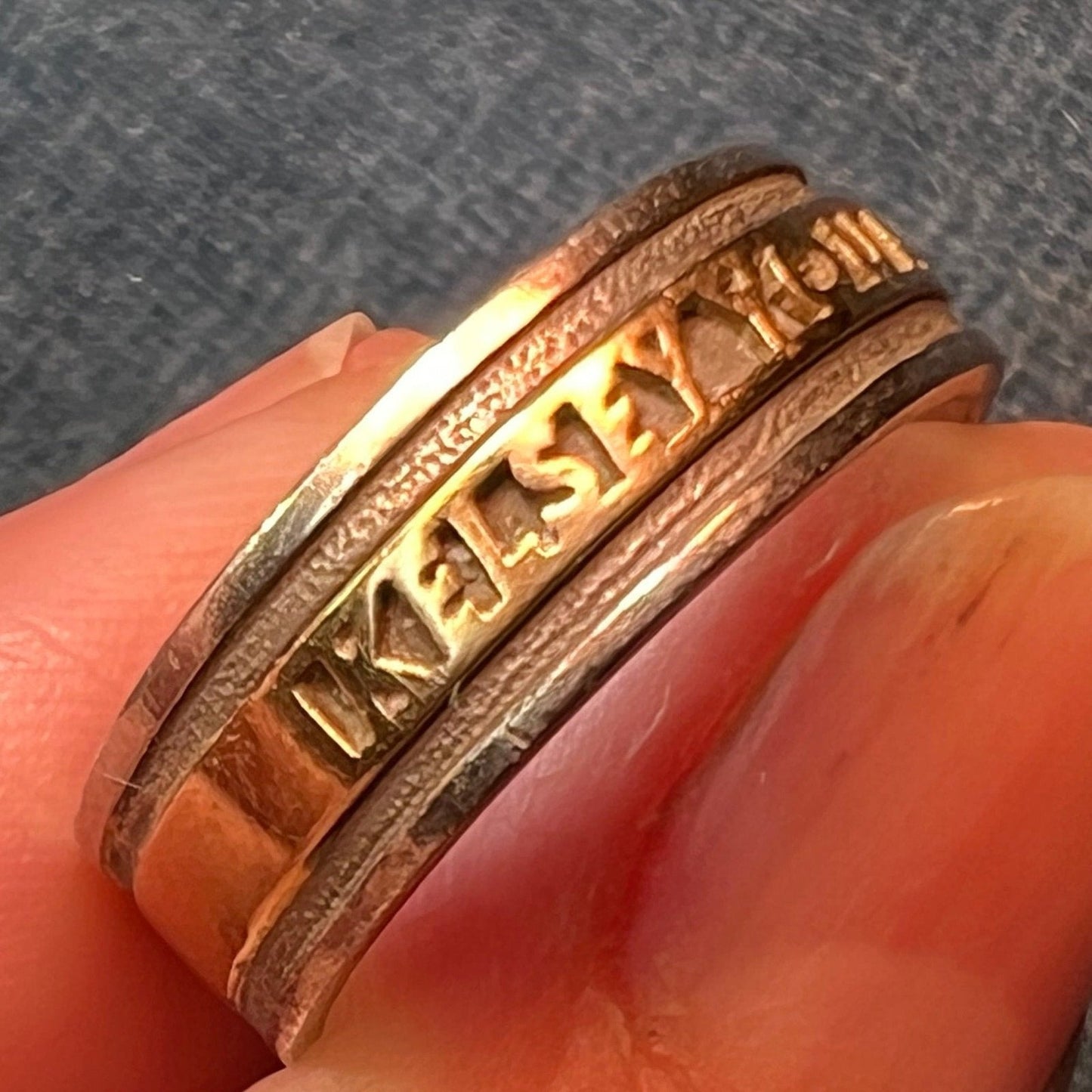 14k Yellow Gold & 925 "You Are My Sunshine" Ring. Double Band