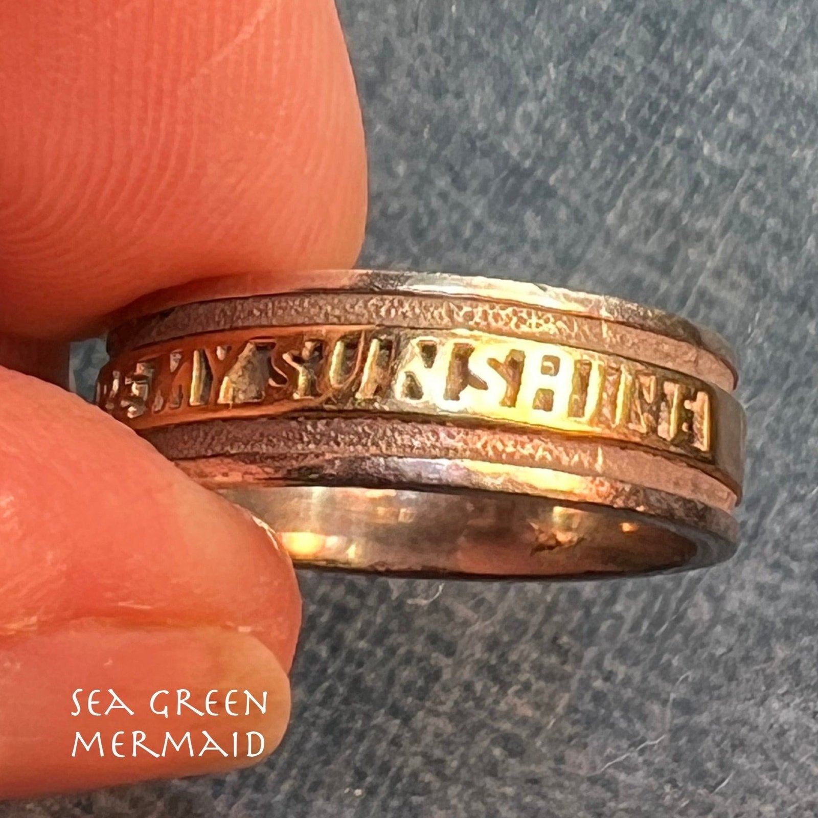 14k Yellow Gold & 925 "You Are My Sunshine" Ring. Double Band