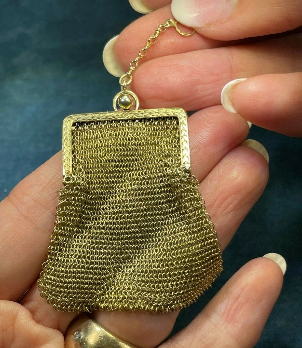 Antique Chain Coin Purse Very Ornate Closure Germany full mesh 1820's hand  made ornate detailed with chain handle – Carol's True Vintage and Antiques