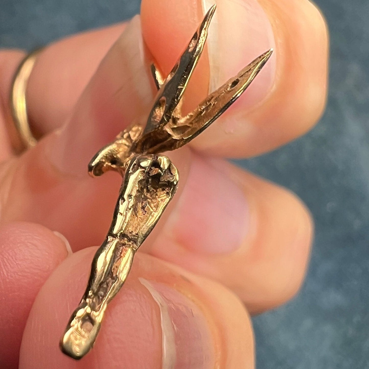 14k Yellow Gold Artisan Hand-Crafted Fairy or Angel Pendant