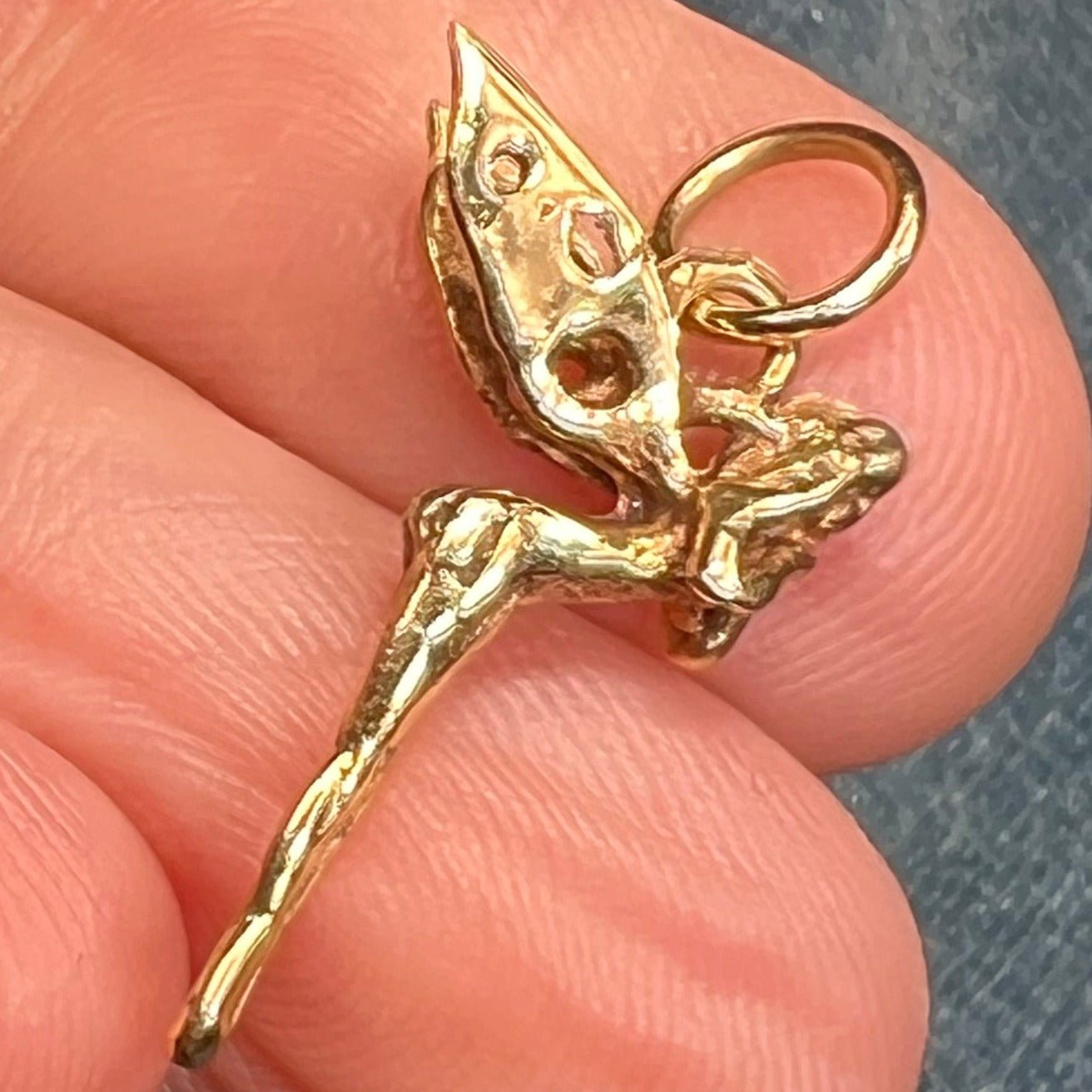 14k Yellow Gold Artisan Hand-Crafted Fairy or Angel Pendant