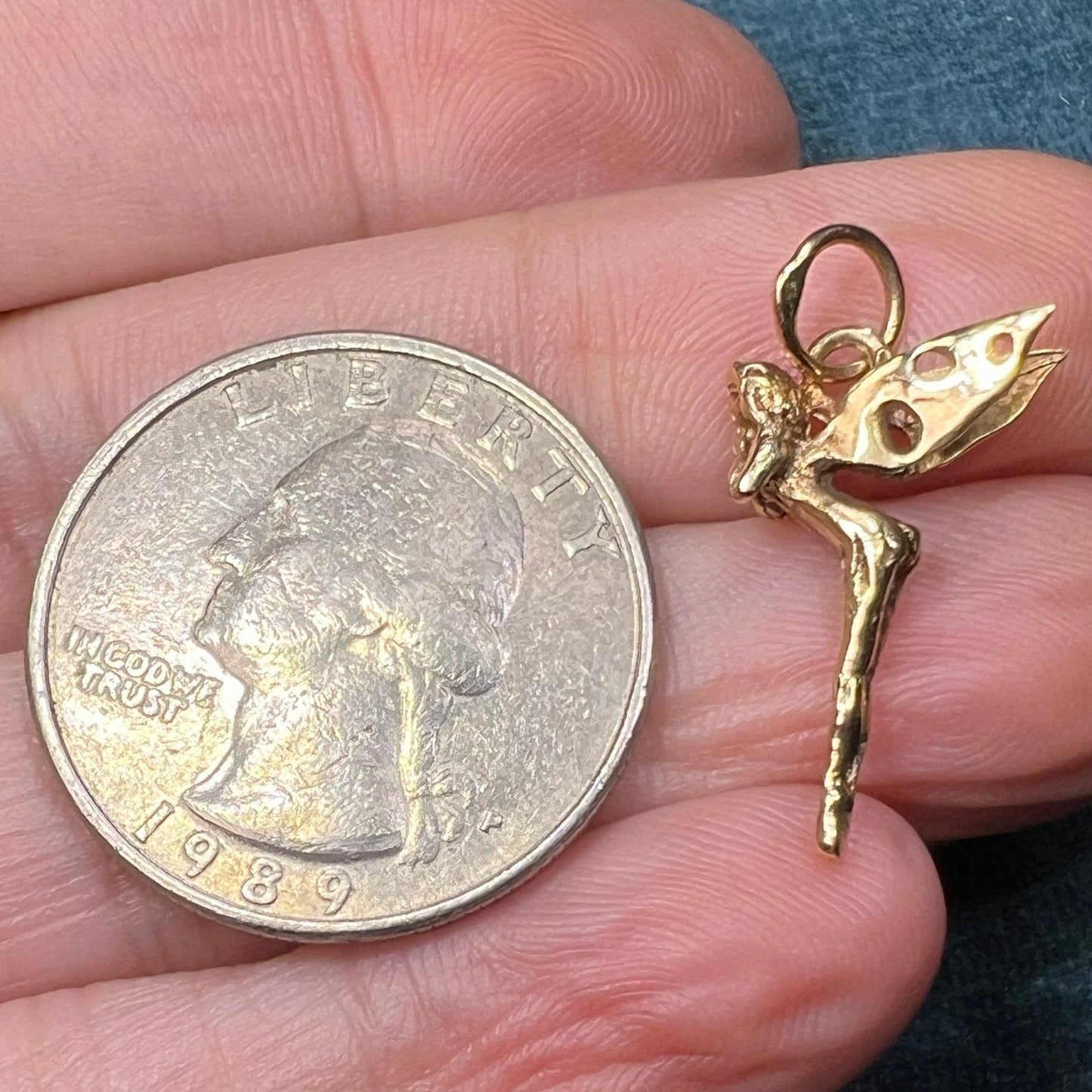14k Yellow Gold Artisan Hand-Crafted Fairy or Angel Pendant