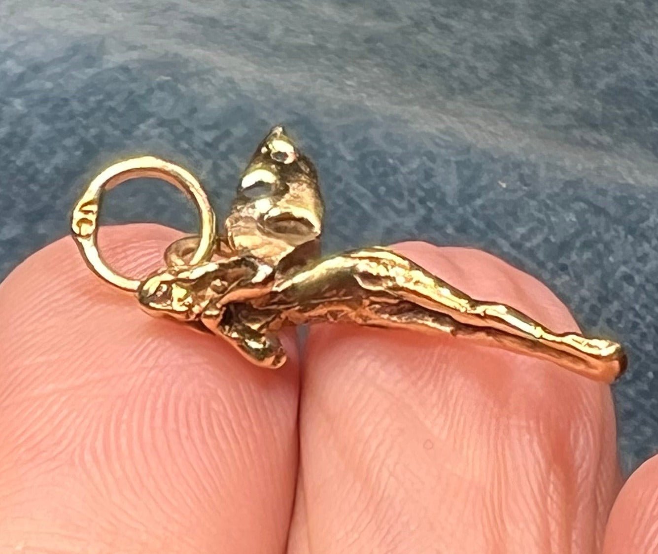 14k Yellow Gold Artisan Hand-Crafted Fairy or Angel Pendant