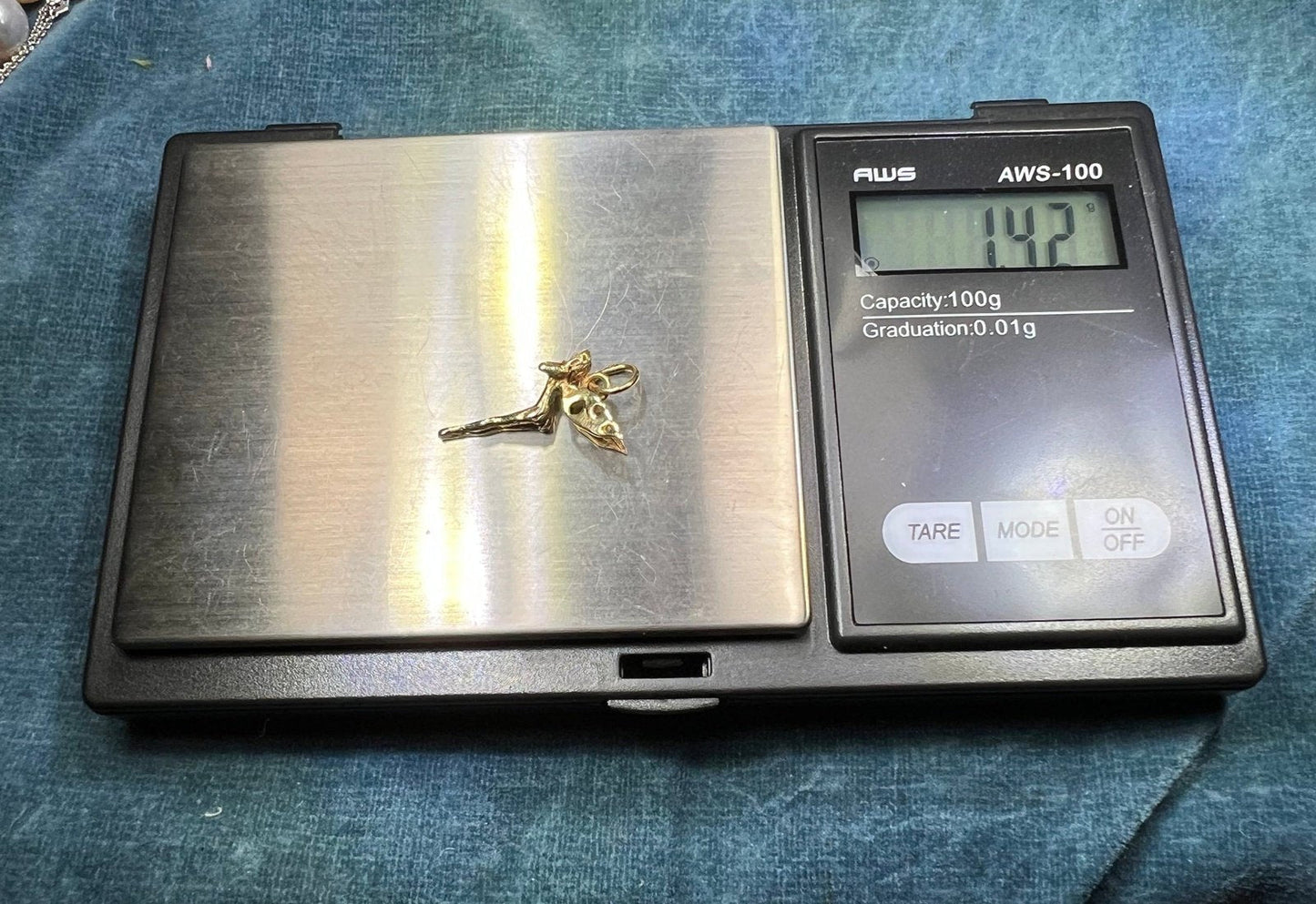 14k Yellow Gold Artisan Hand-Crafted Fairy or Angel Pendant