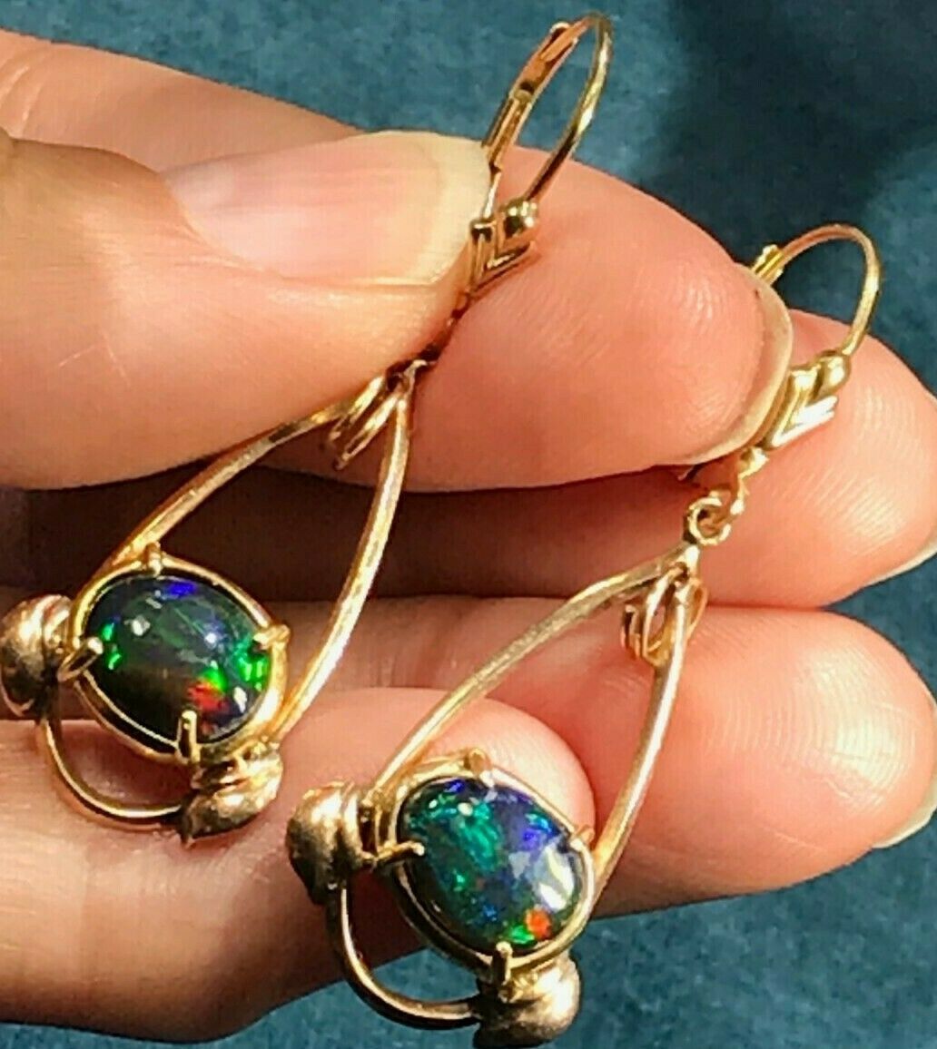 Australian black opal earrings store