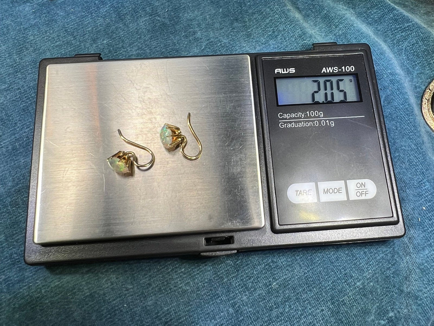 14k Yellow Gold Australian Jelly Opal Cabochon Earrings**VIDEO**