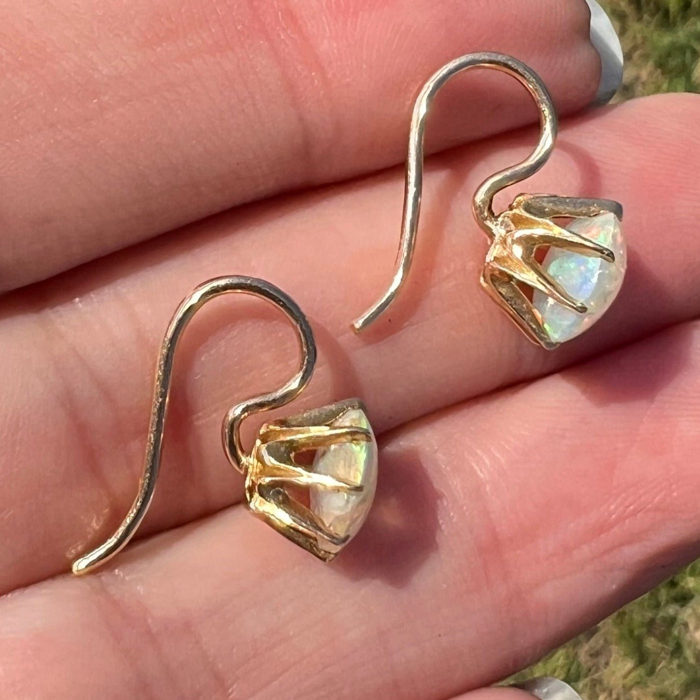 14k Yellow Gold Australian Jelly Opal Cabochon Earrings**VIDEO**