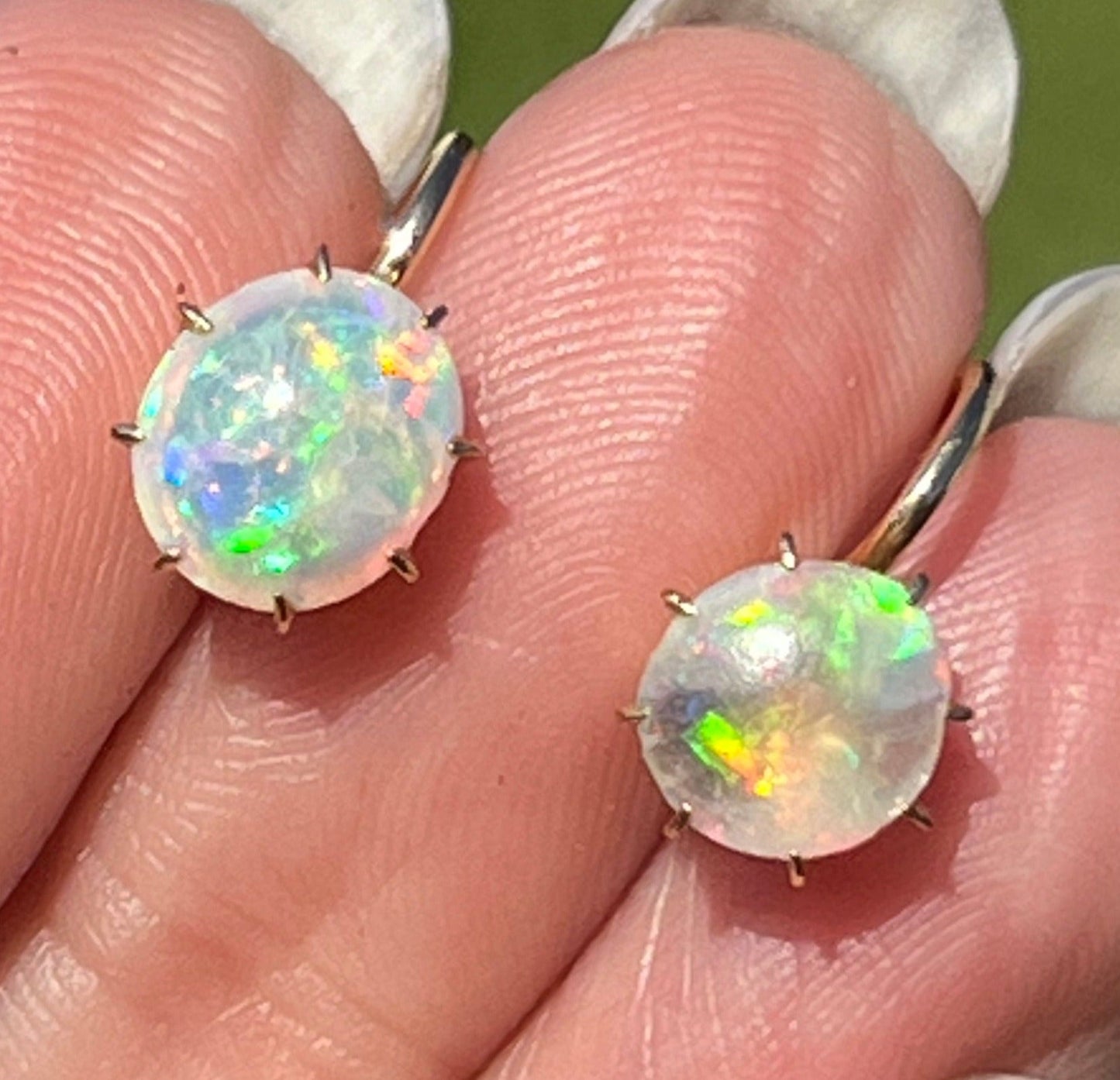 14k Yellow Gold Australian Jelly Opal Cabochon Earrings**VIDEO**