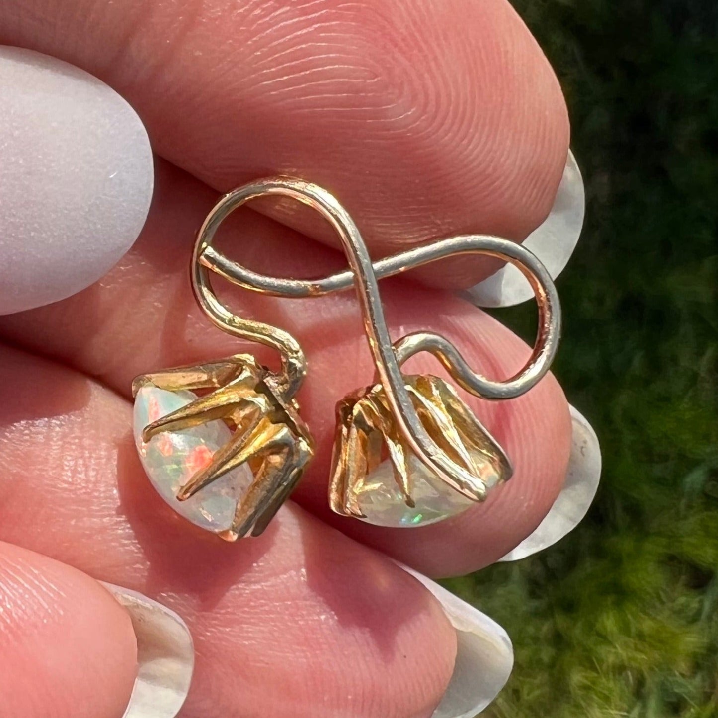 14k Yellow Gold Australian Jelly Opal Cabochon Earrings**VIDEO**