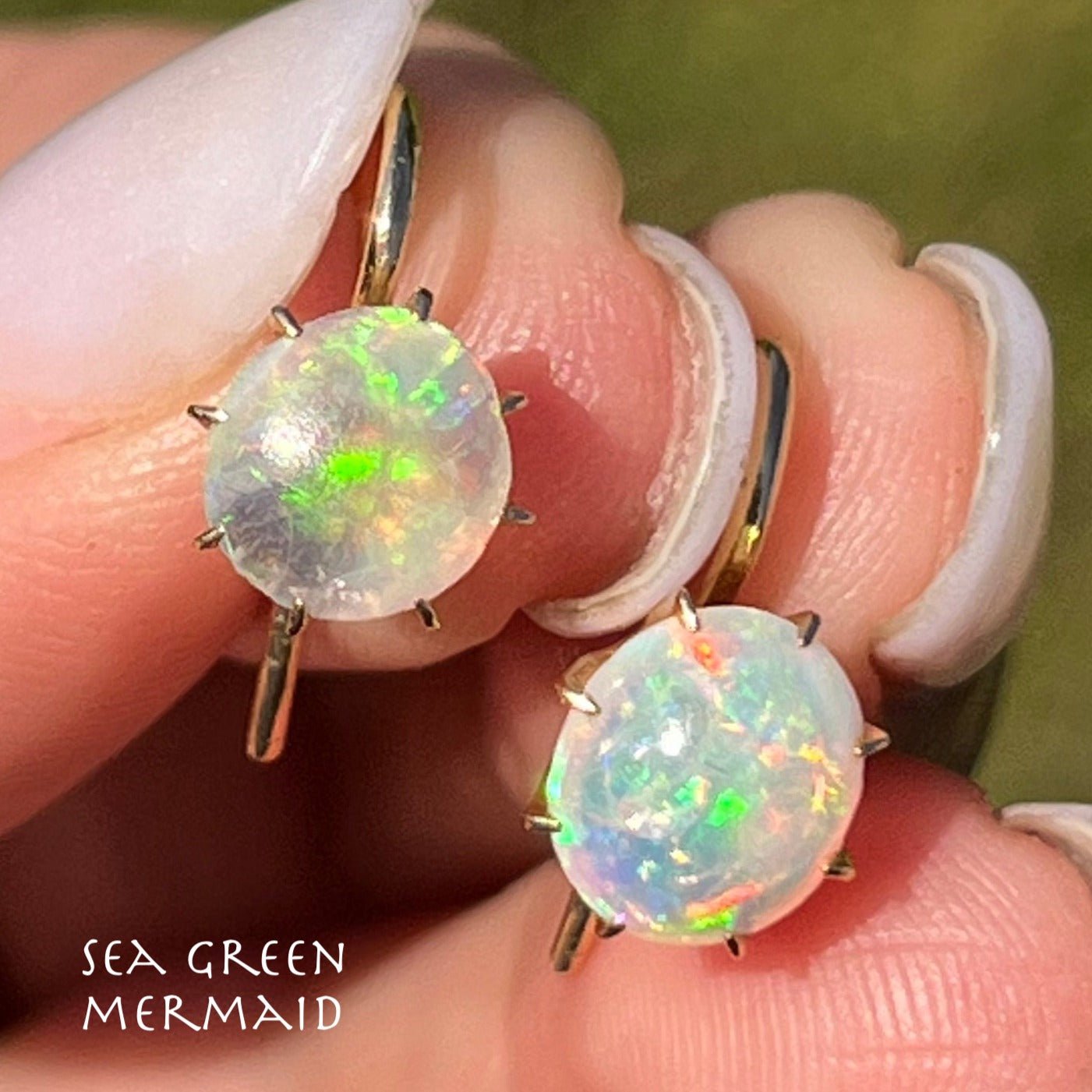 14k Yellow Gold Australian Jelly Opal Cabochon Earrings**VIDEO**