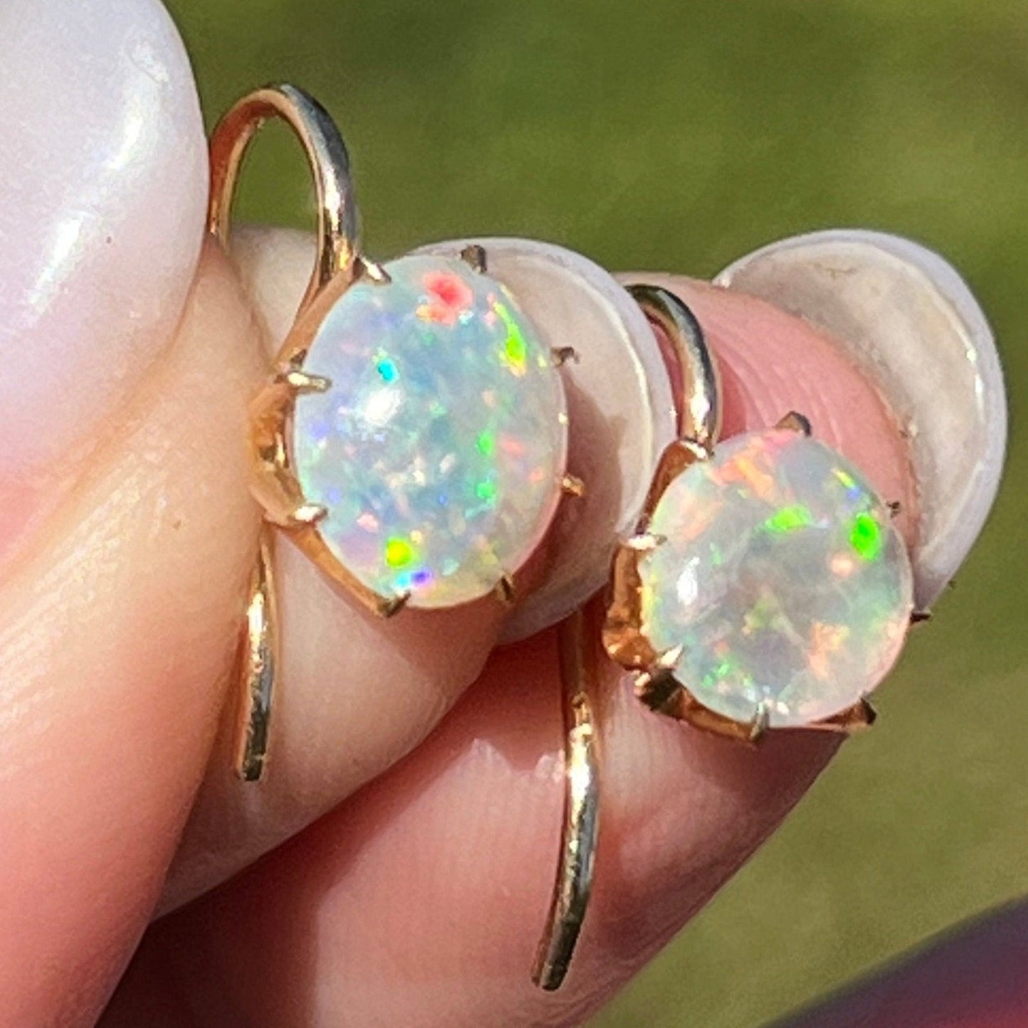 14k Yellow Gold Australian Jelly Opal Cabochon Earrings**VIDEO**