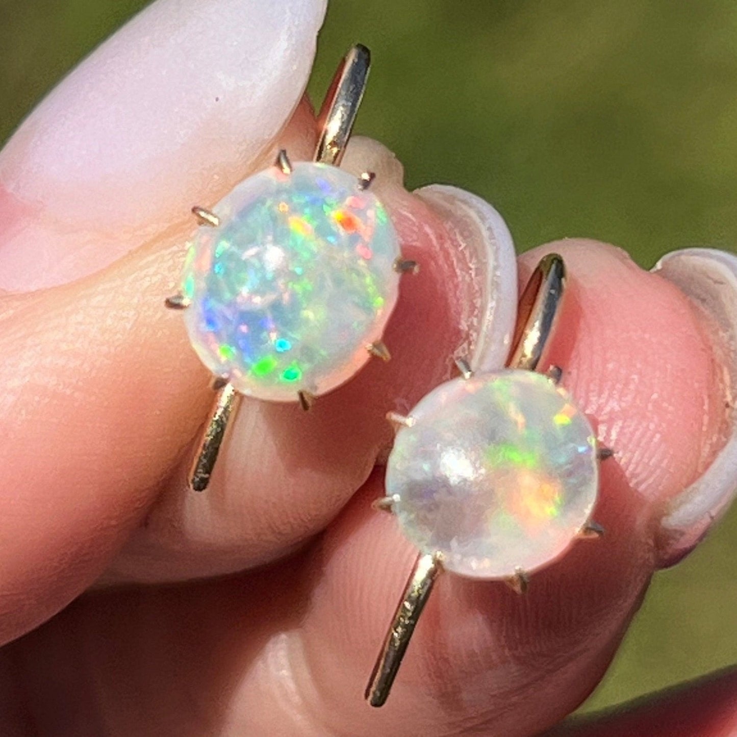 14k Yellow Gold Australian Jelly Opal Cabochon Earrings**VIDEO**