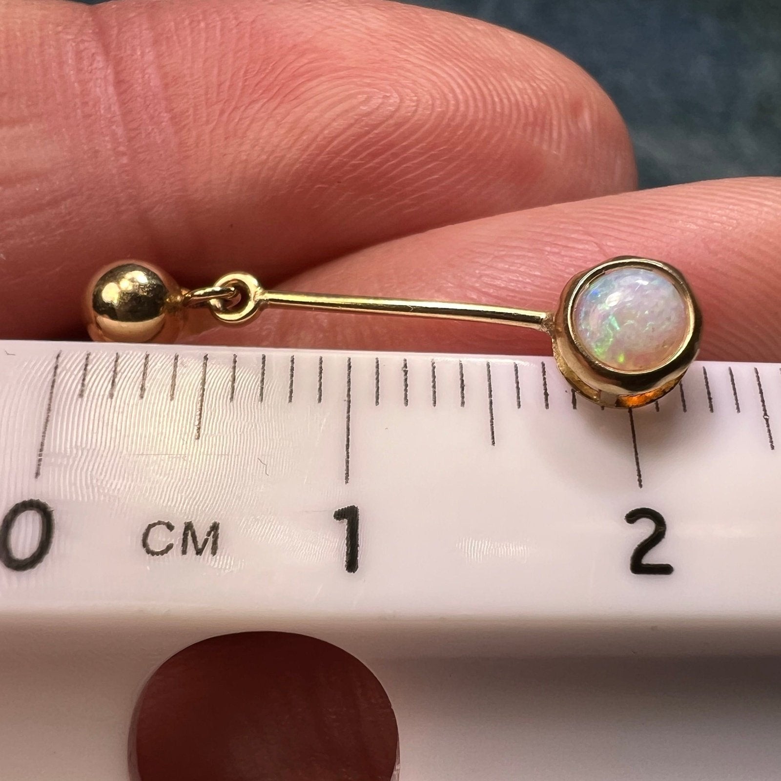 14k Yellow Gold Australian Opal 1" Drop Dangle Earrings