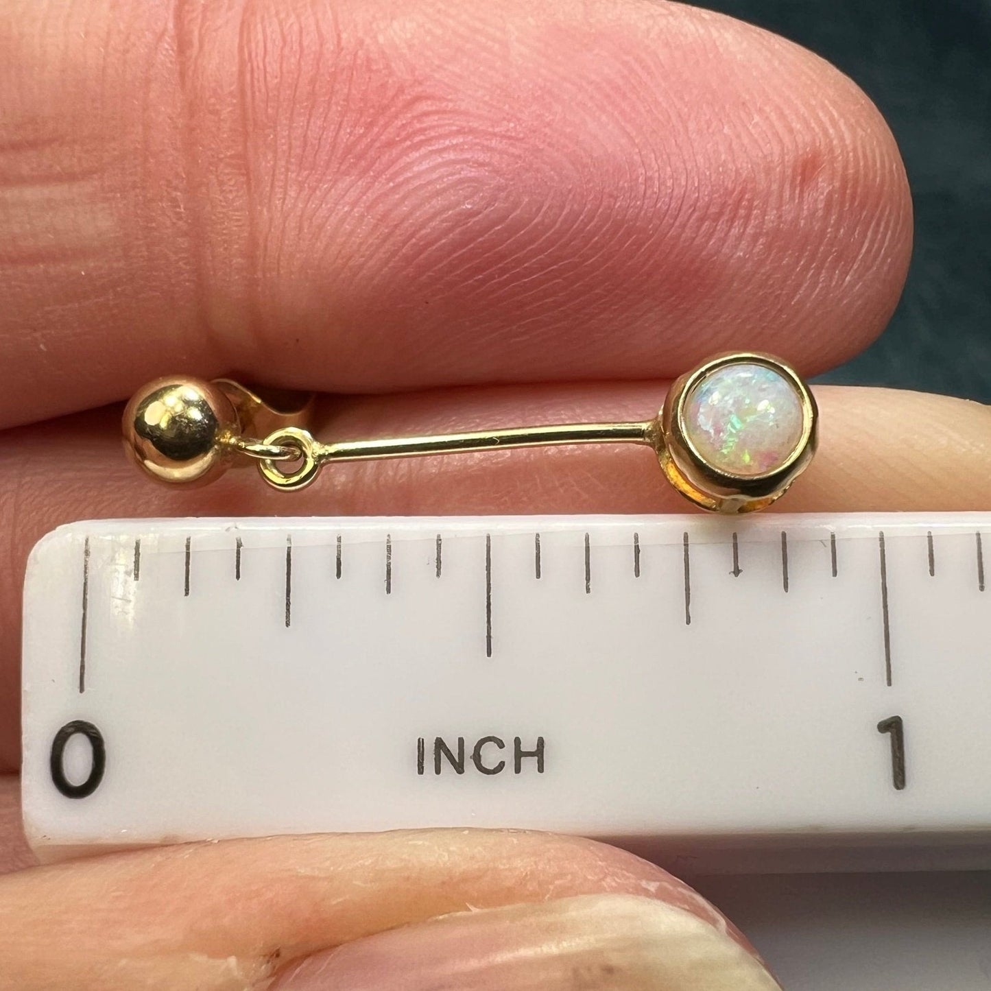 14k Yellow Gold Australian Opal 1" Drop Dangle Earrings