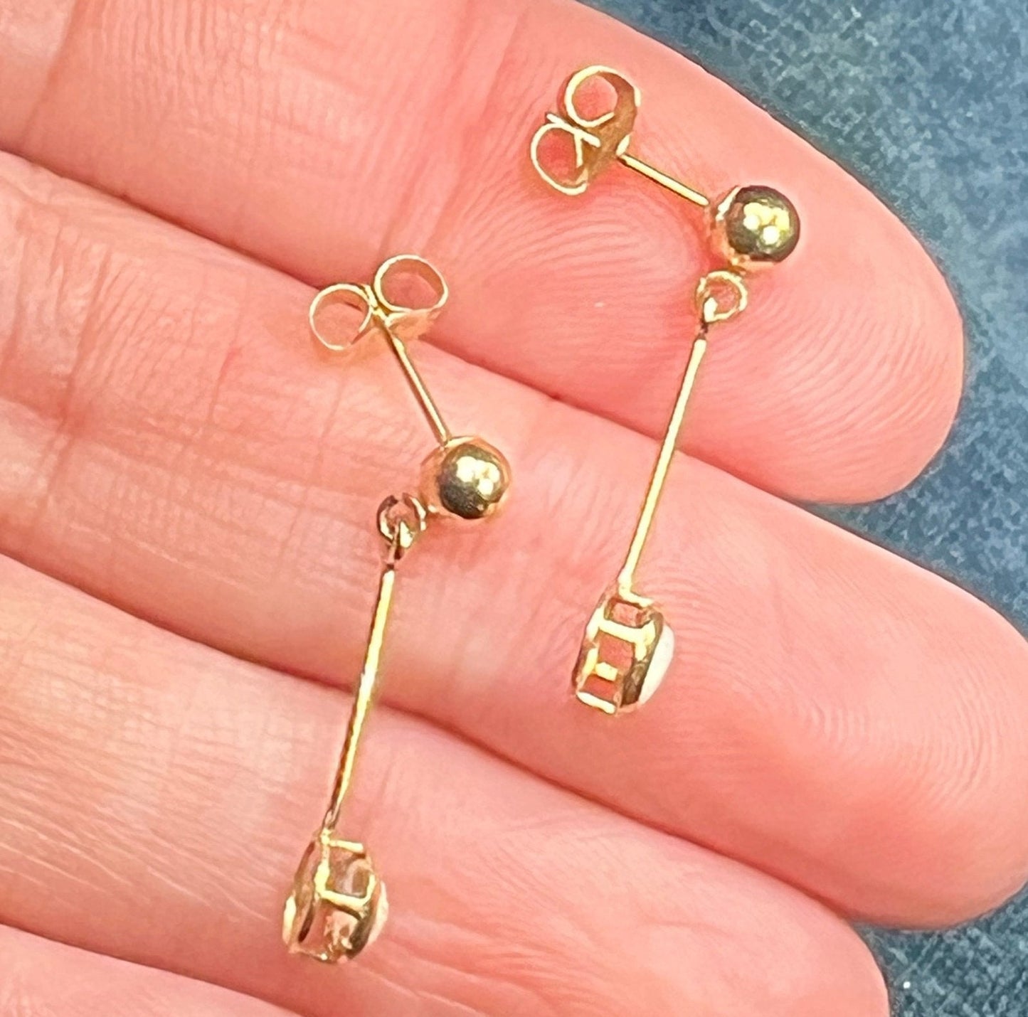 14k Yellow Gold Australian Opal 1" Drop Dangle Earrings
