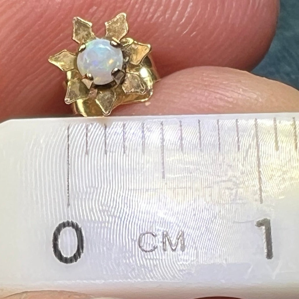 14k Yellow Gold Australian Opal Flower Daisy Earrings. TINY! *Video*