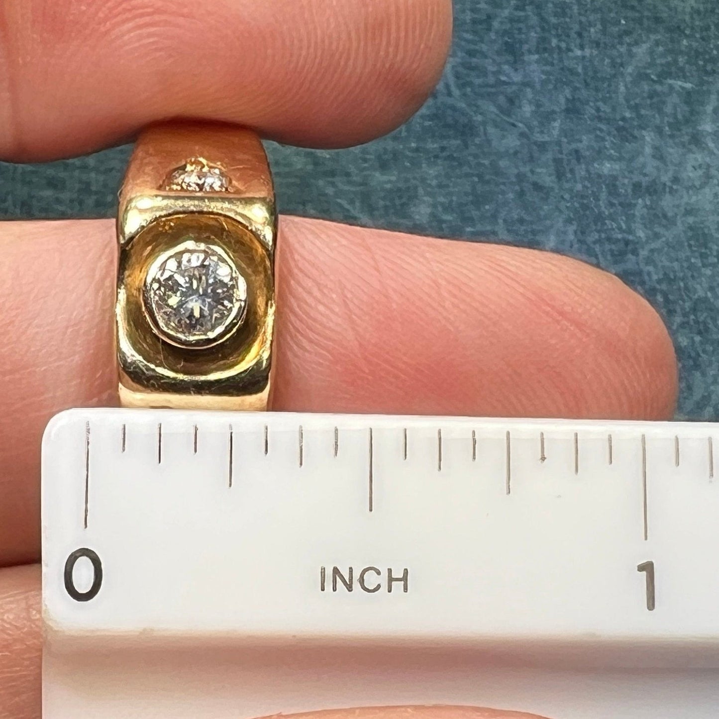 14k Yellow Gold Bezel-Set Wide Rose-Cut Diamond Ring Band *Video*