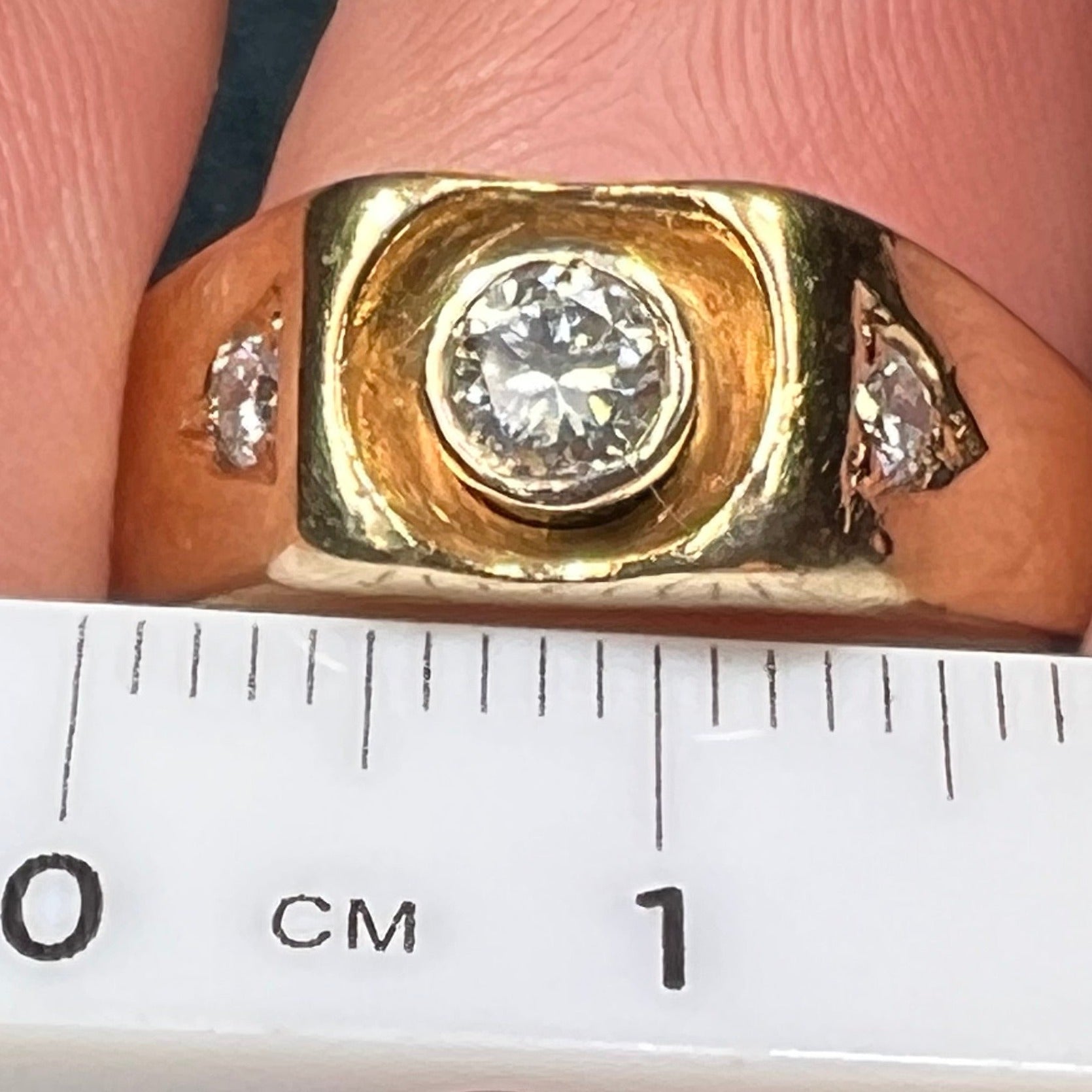 14k Yellow Gold Bezel-Set Wide Rose-Cut Diamond Ring Band *Video*