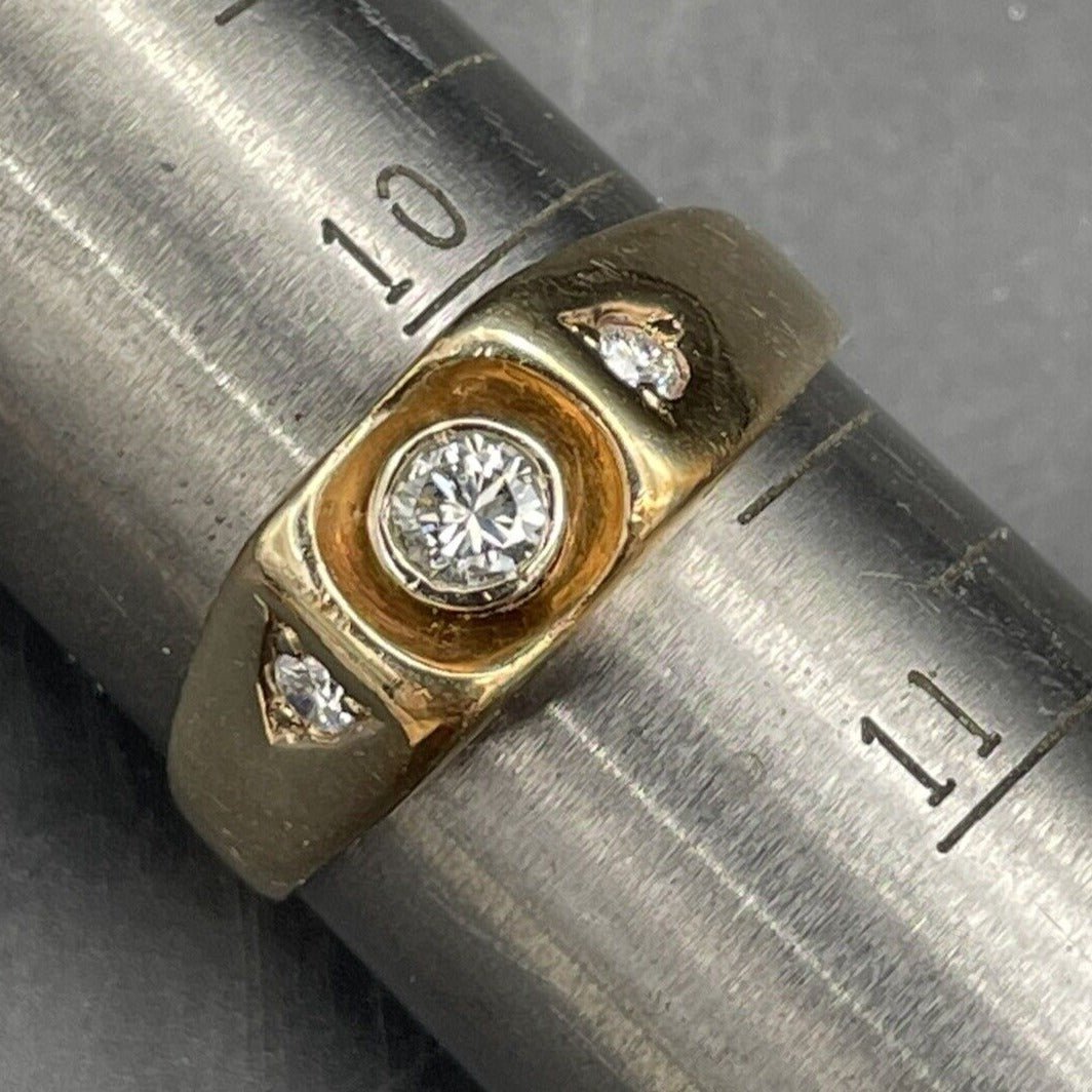 14k Yellow Gold Bezel-Set Wide Rose-Cut Diamond Ring Band *Video*