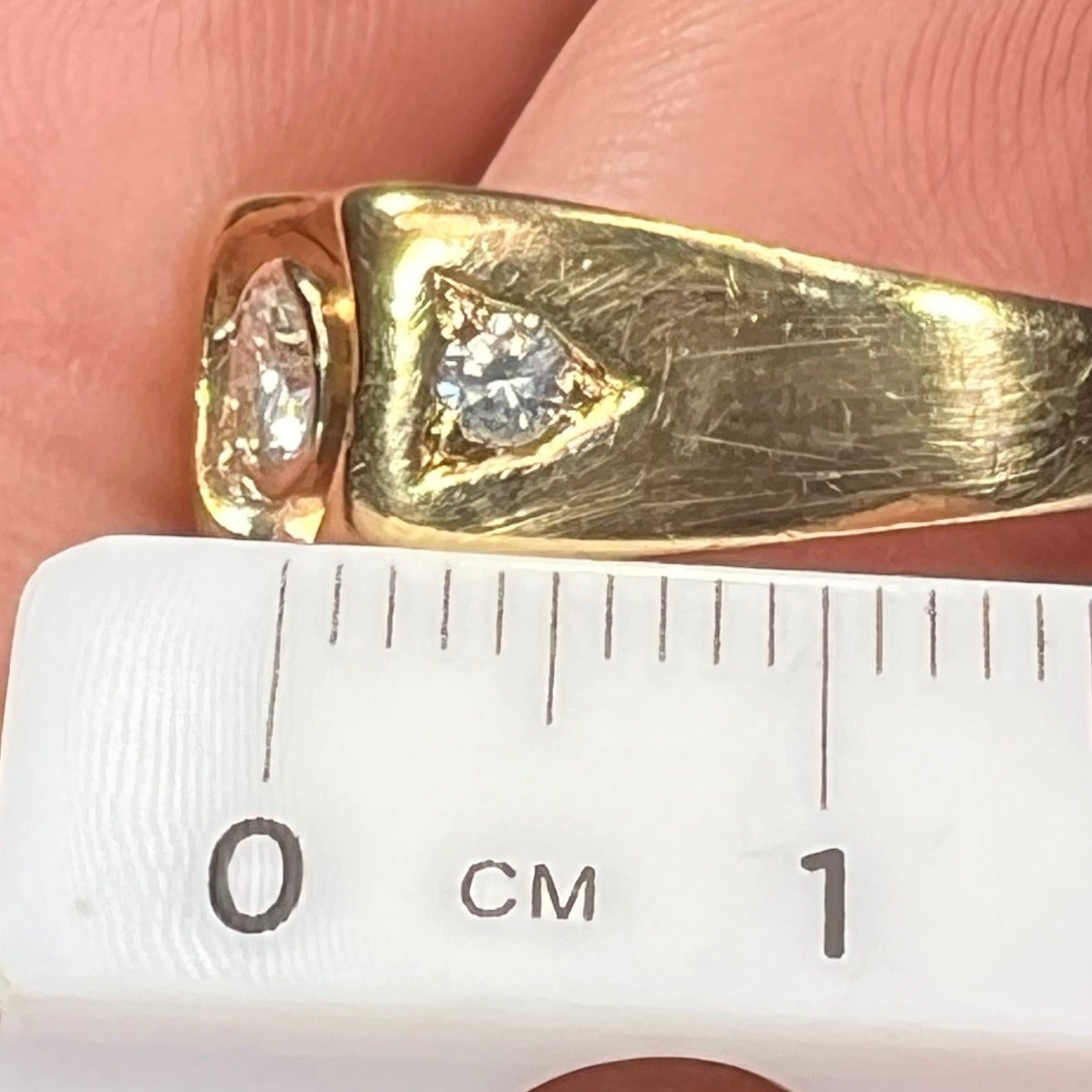 14k Yellow Gold Bezel-Set Wide Rose-Cut Diamond Ring Band *Video*
