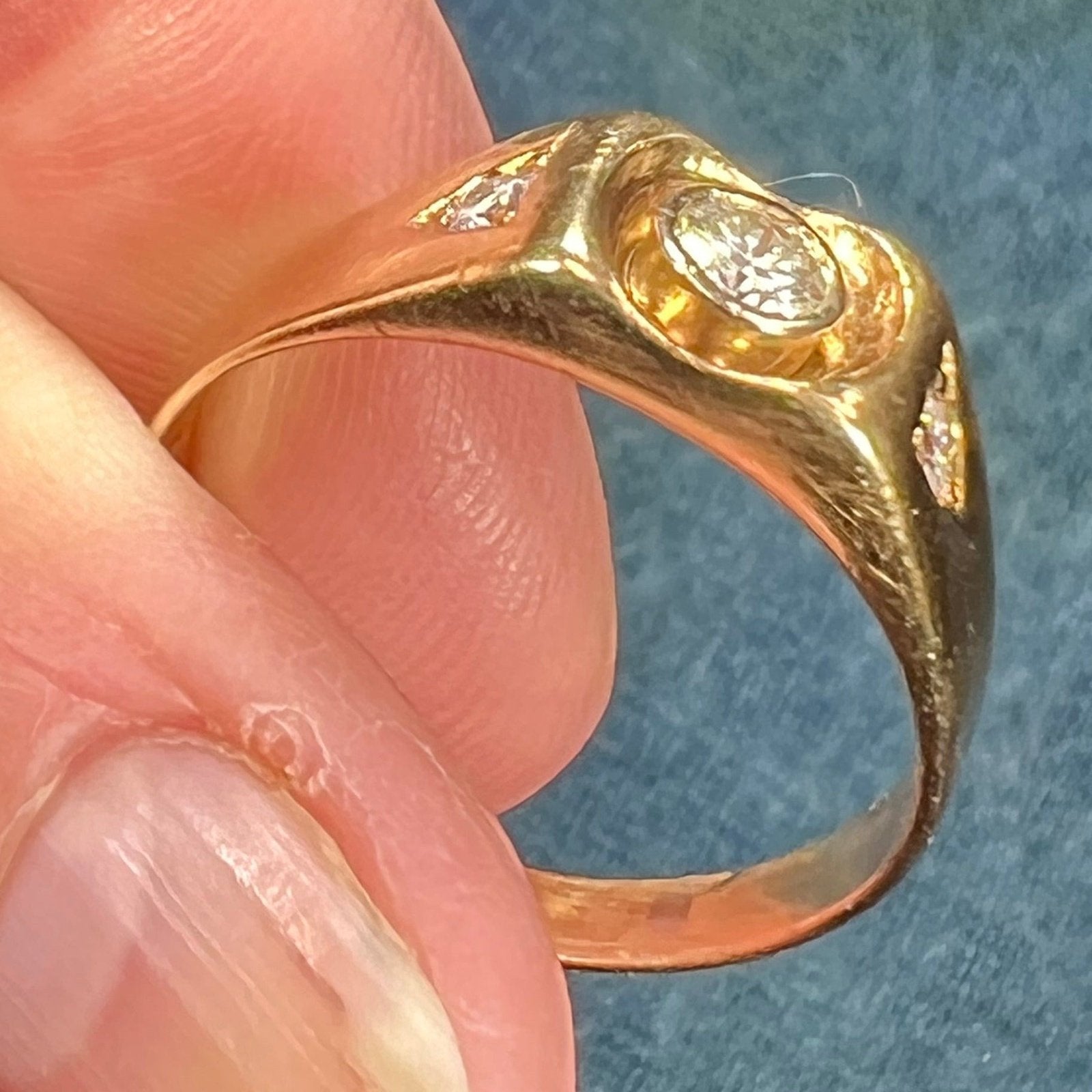 14k Yellow Gold Bezel-Set Wide Rose-Cut Diamond Ring Band *Video*