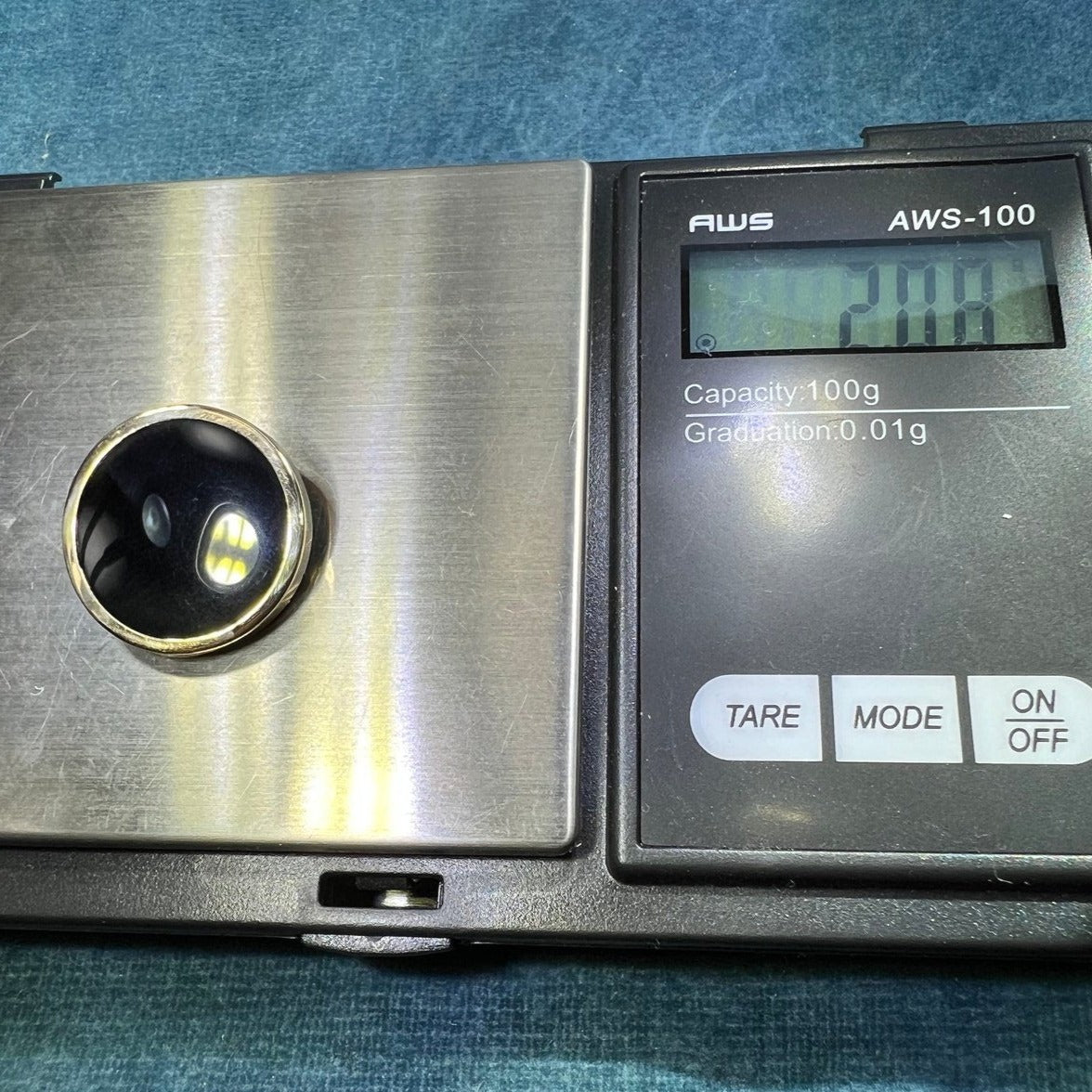 14k Yellow Gold Black Onyx Circle Full Moon Pendant