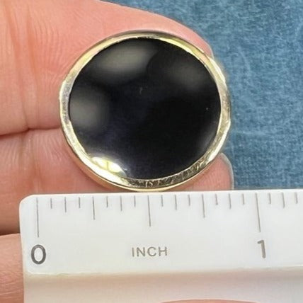 14k Yellow Gold Black Onyx Circle Full Moon Pendant