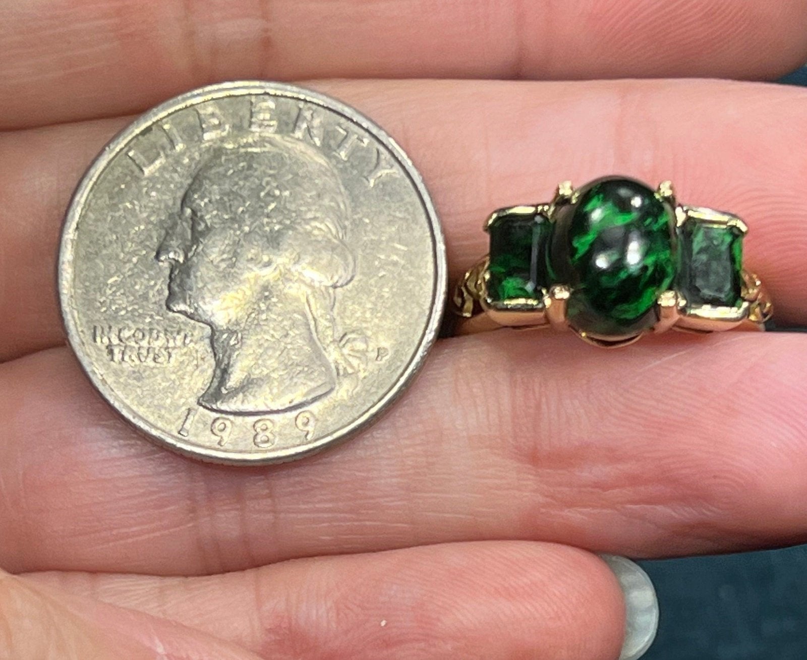 14k Yellow Gold Burmese "Maw Sit Sit" Jade Ring. *Rare*