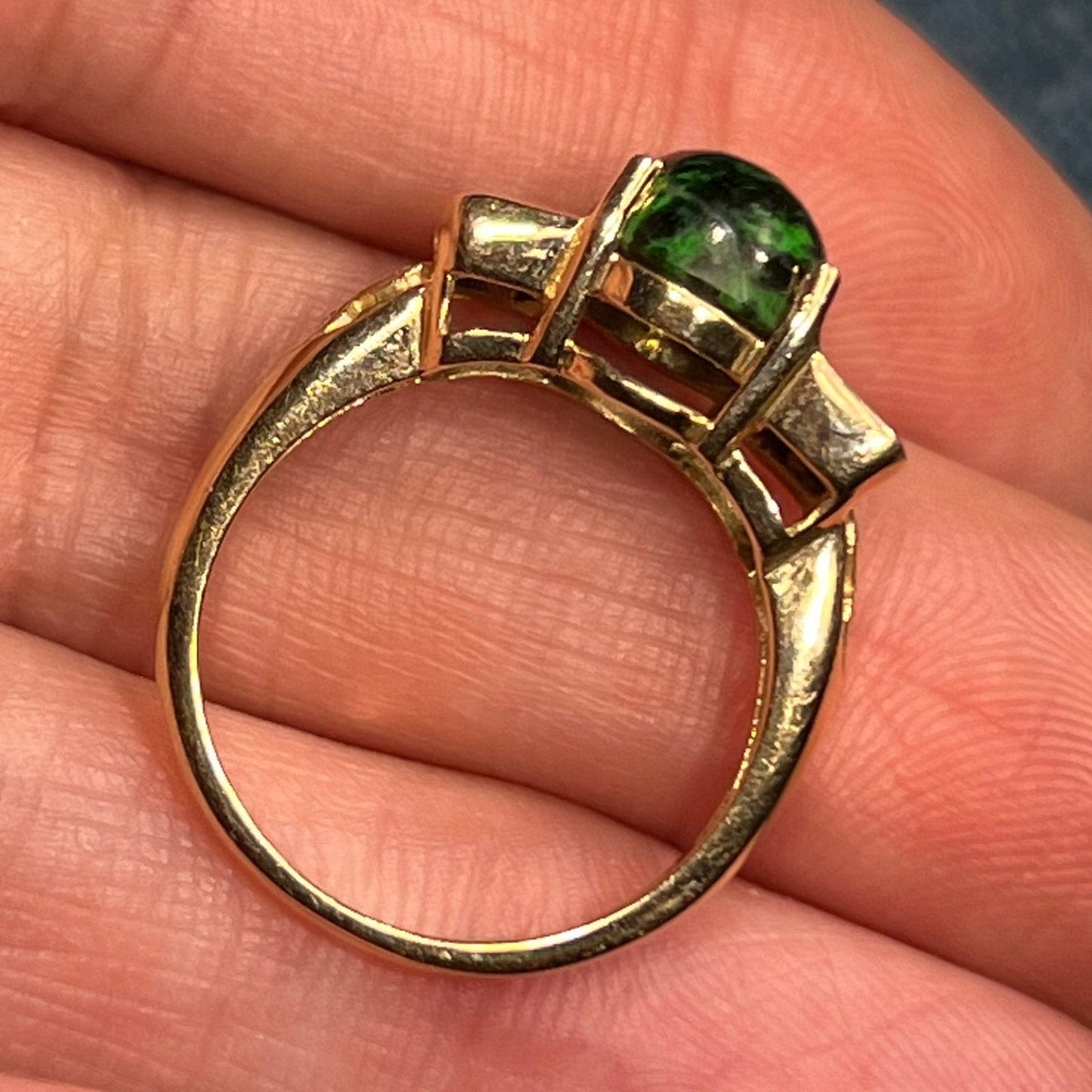14k Yellow Gold Burmese "Maw Sit Sit" Jade Ring. *Rare*