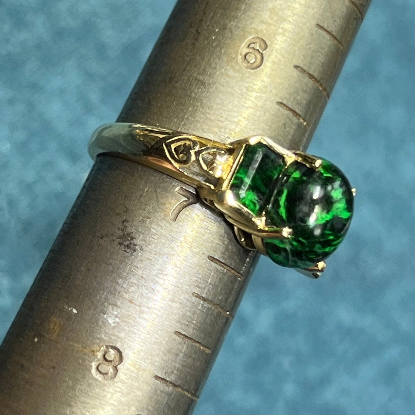 14k Yellow Gold Burmese "Maw Sit Sit" Jade Ring. *Rare*