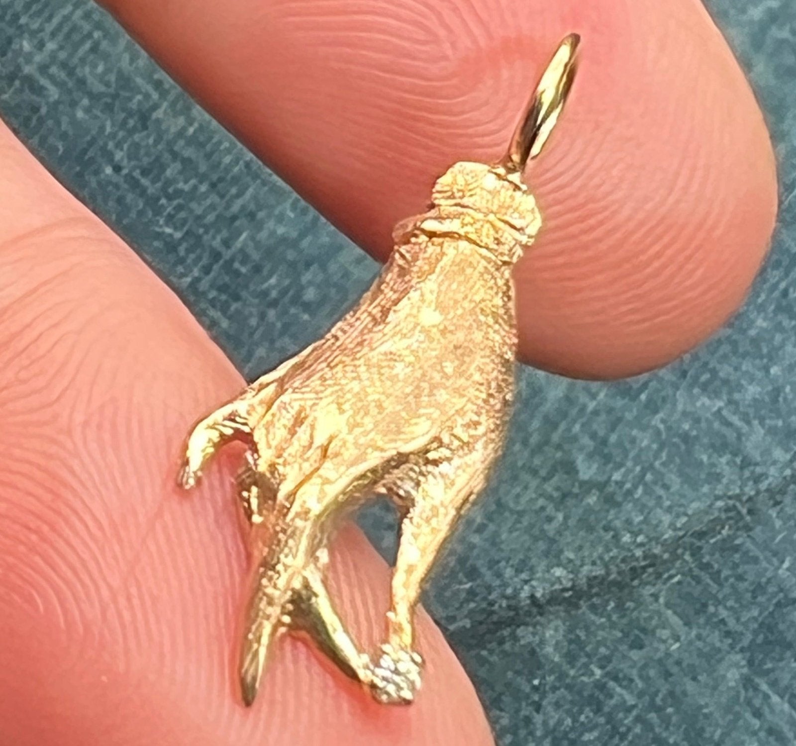 14k Yellow Gold & Diamond Antique HAND Pendant