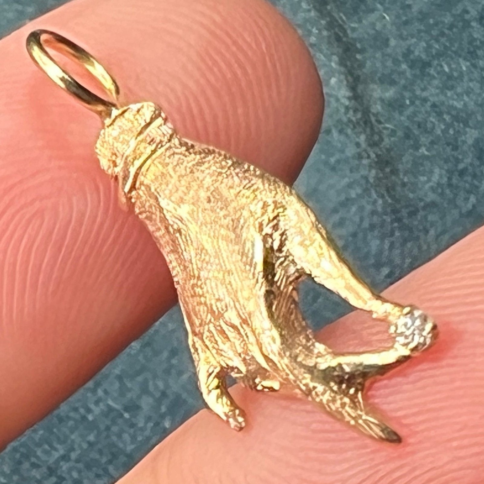 14k Yellow Gold & Diamond Antique HAND Pendant