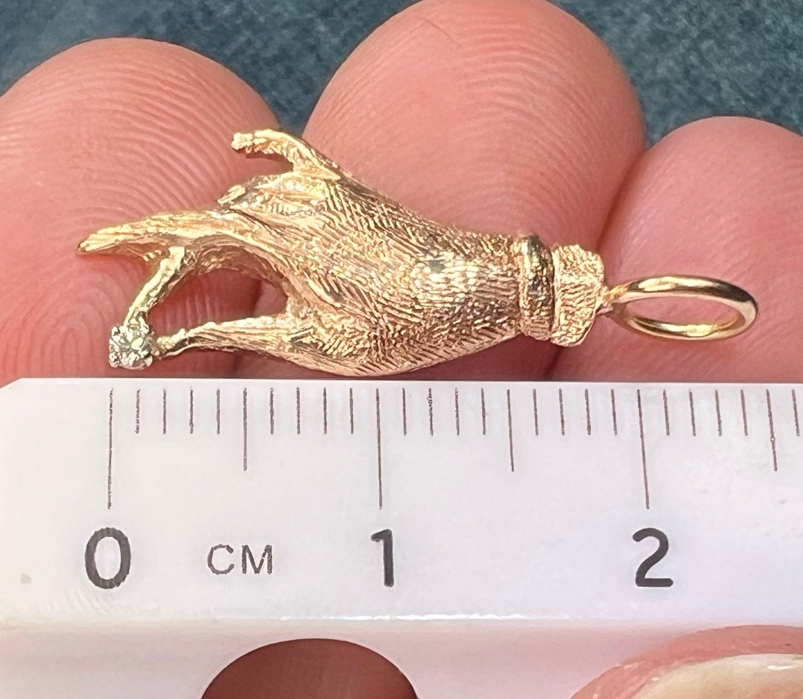 14k Yellow Gold & Diamond Antique HAND Pendant
