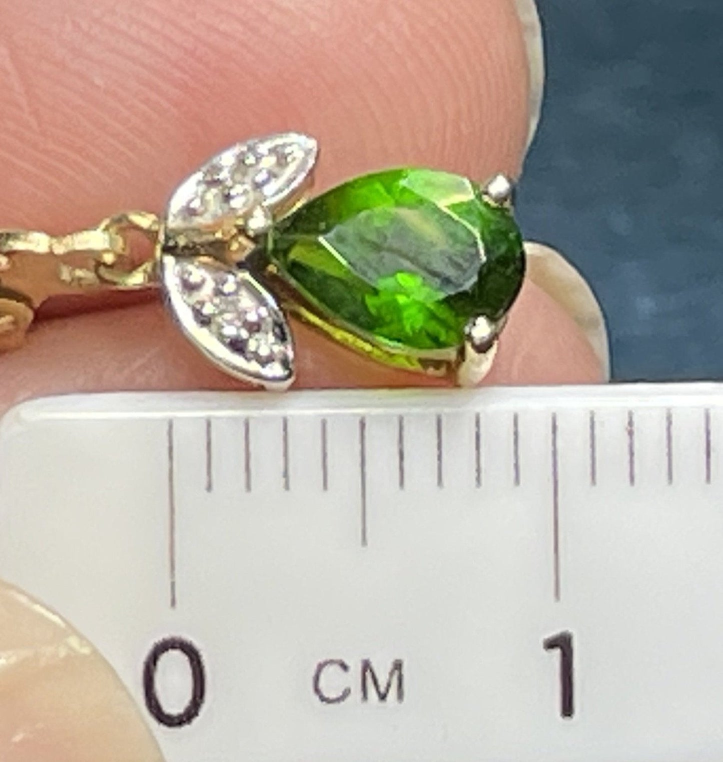 14k Yellow Gold Emerald Teardrop & Diamond Leverback Earrings
